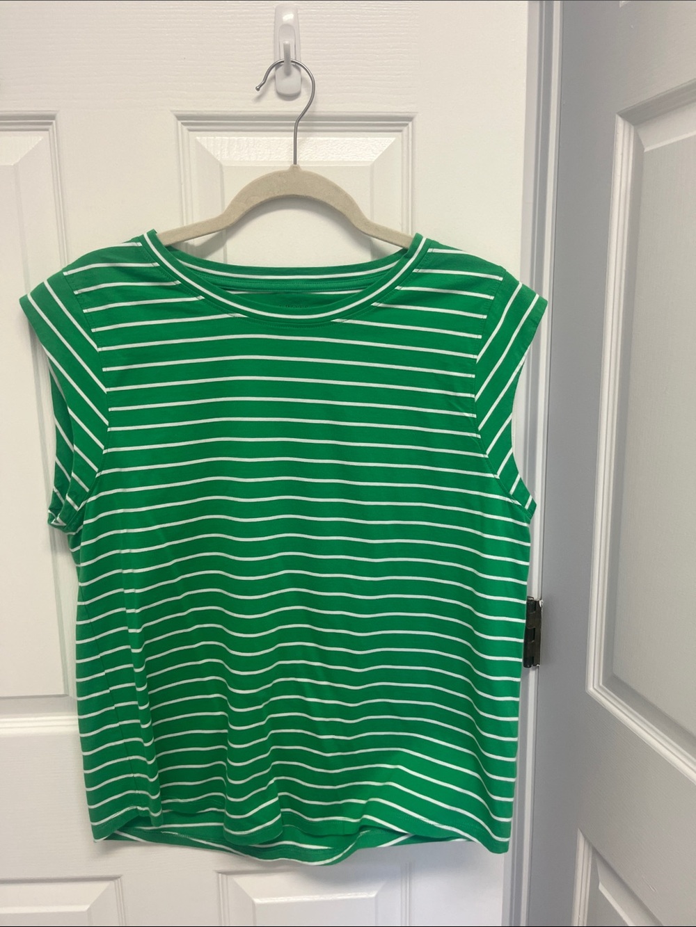 Talbots Green and White Striped Sleeveless Tank